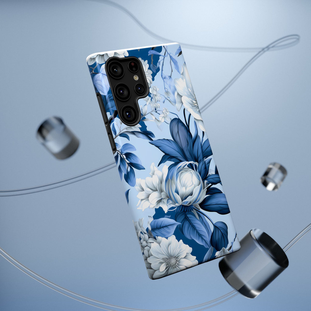 Elegant Blue Floral Phone Case
