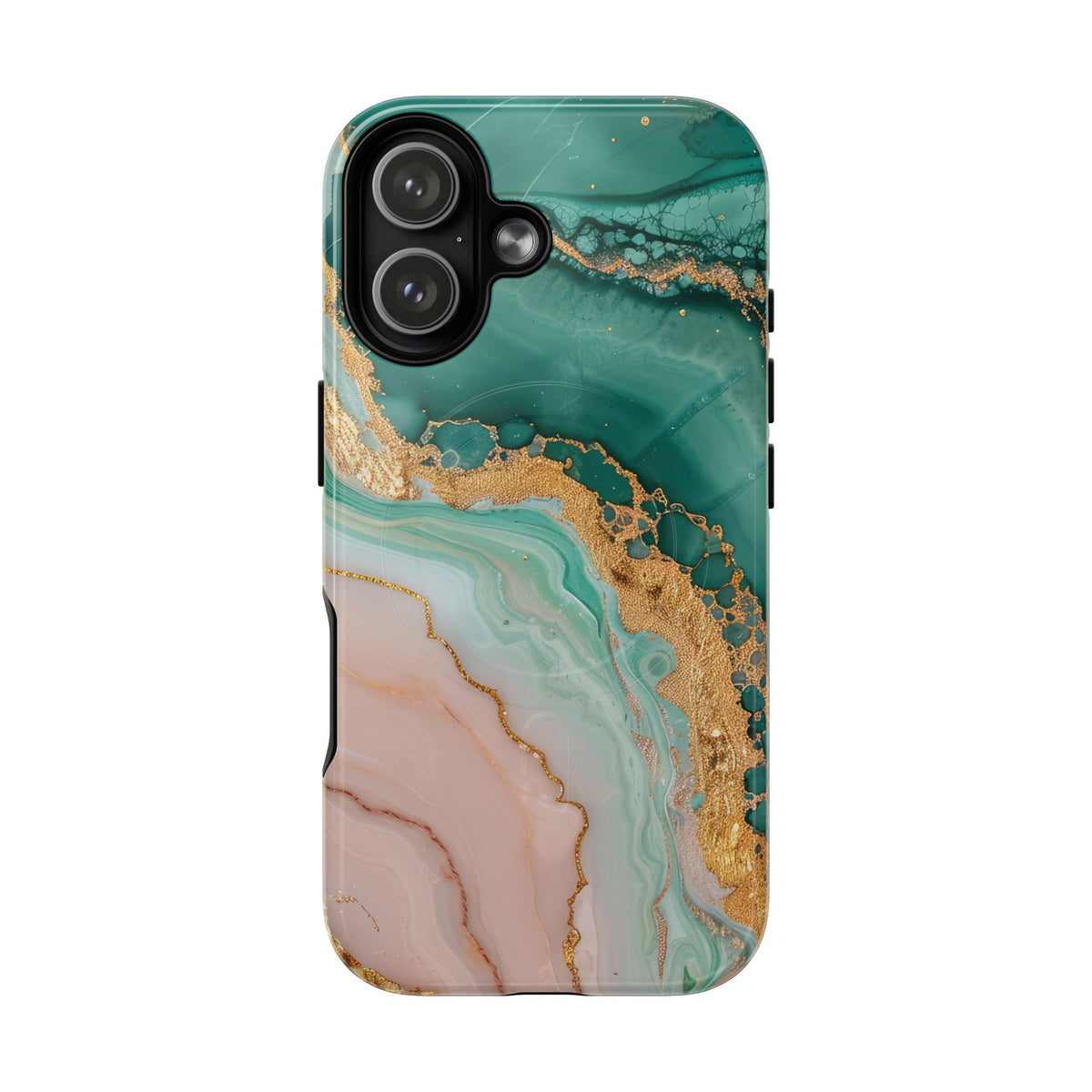Green and Gold Marble phone case -Tough Magnetic iPhone Case