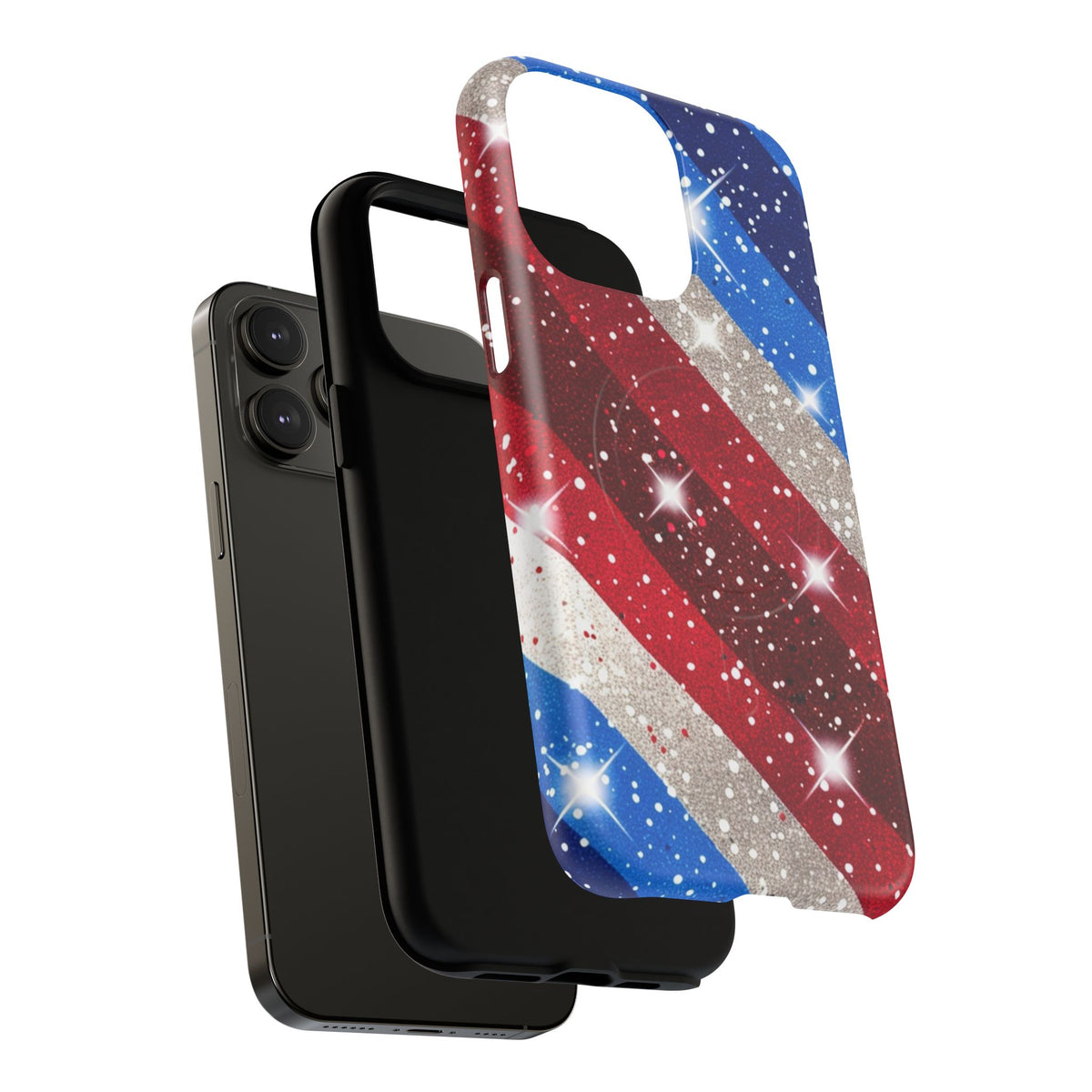 Glittery Patriotic Phone Case -Tough Magnetic iPhone Cover