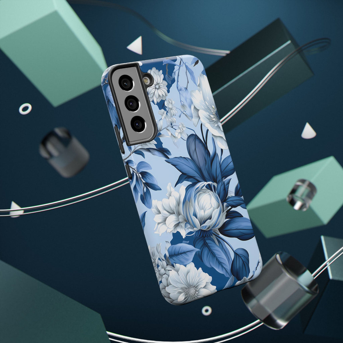 Elegant Blue Floral Phone Case