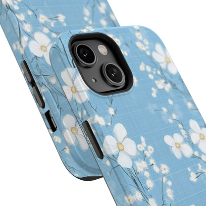 Powder Blue Floral Impact-Resistant Phone Case
