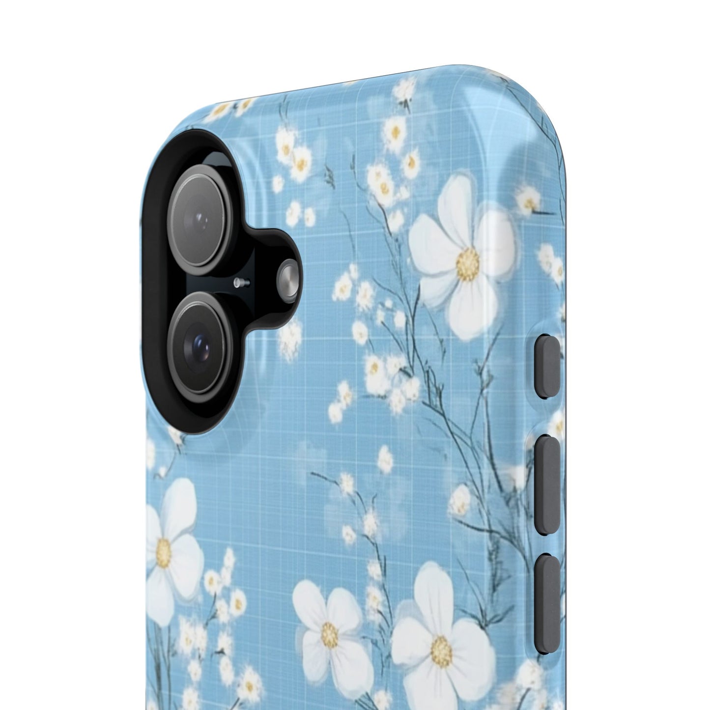 Powder Blue Floral Impact-Resistant Phone Case