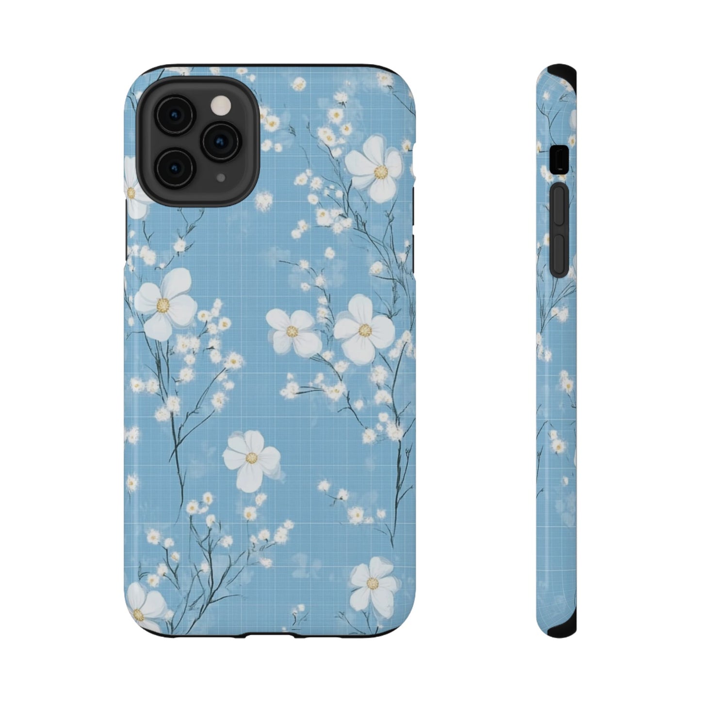 Powder Blue Floral Impact-Resistant Phone Case
