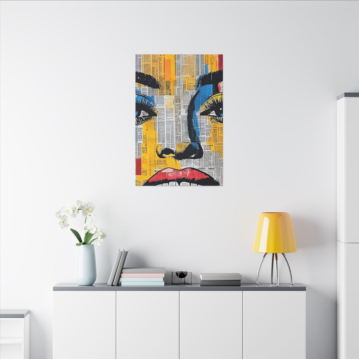 Canvas Wall Art - Retro Pop Culture Woman 2 Colorful Abstract Portrait