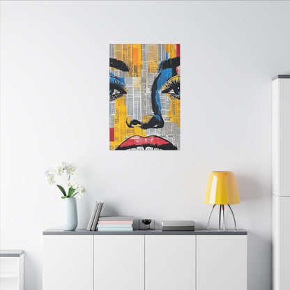 Canvas Wall Art - Retro Pop Culture Woman 2 Colorful Abstract Portrait