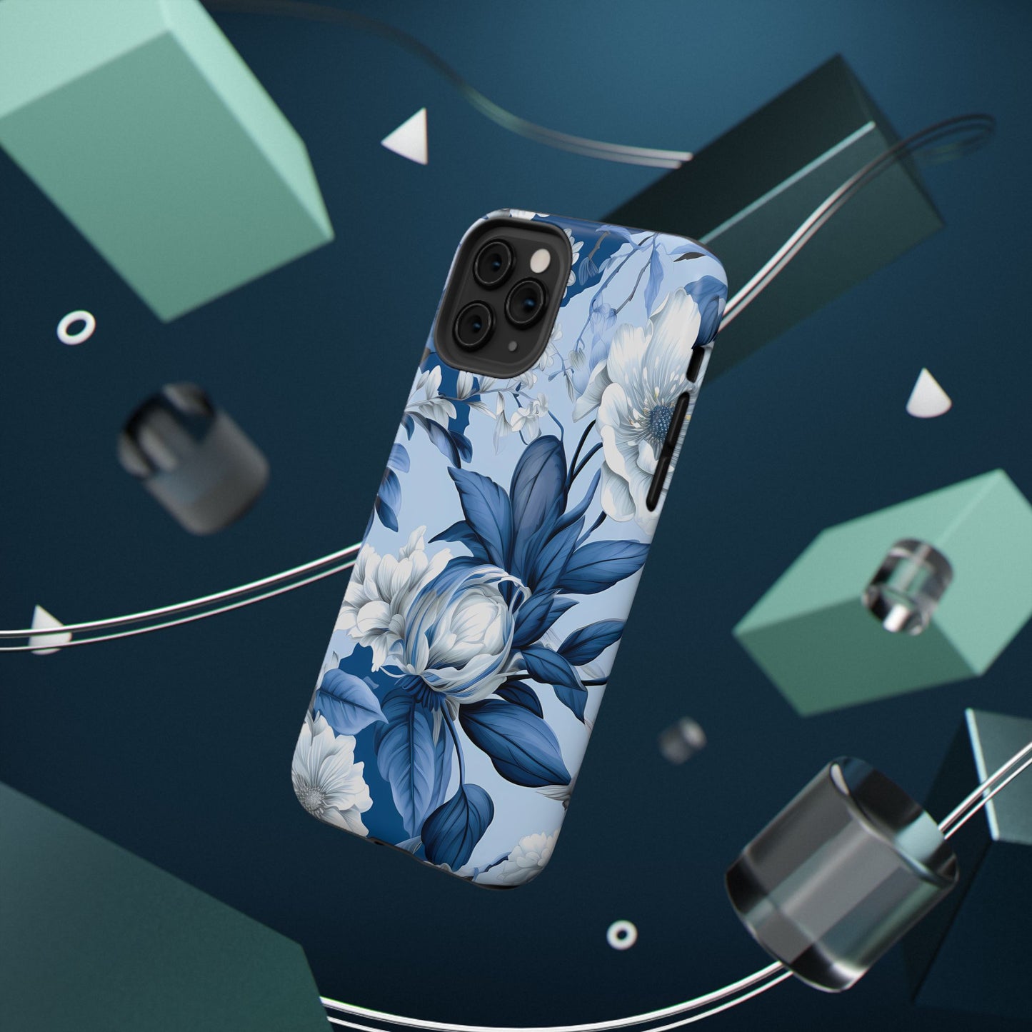 Elegant Blue Floral Phone Case