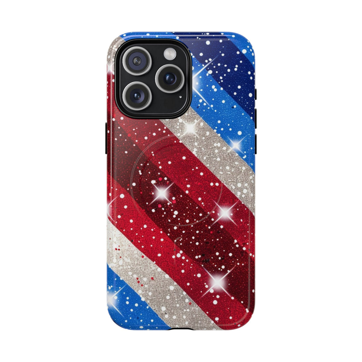 Glittery Patriotic Phone Case -Tough Magnetic iPhone Cover