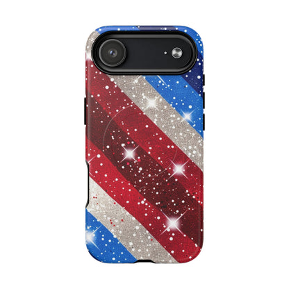 Glittery Patriotic Phone Case -Tough Magnetic iPhone Cover