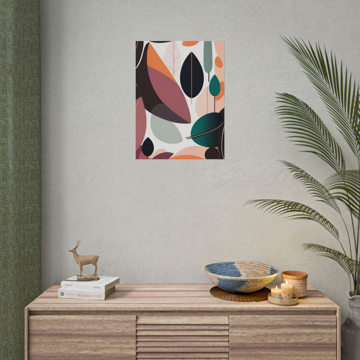 Abstract Botanical Rolled Poster — Mid-Century Leaf Art Print