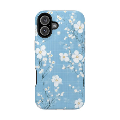 Powder Blue Floral Impact-Resistant Phone Case