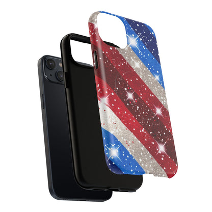 Glittery Patriotic Phone Case -Tough Magnetic iPhone Cover