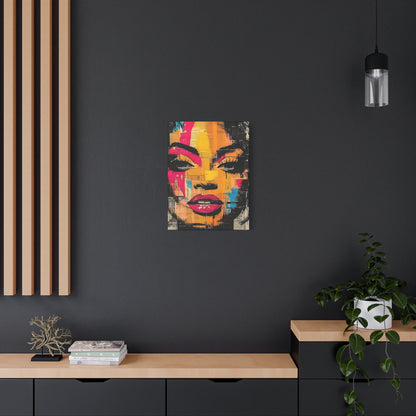 Pop Art Woman Canvas Print — Bold Colorful Portrait Matte Stretched Wall Art
