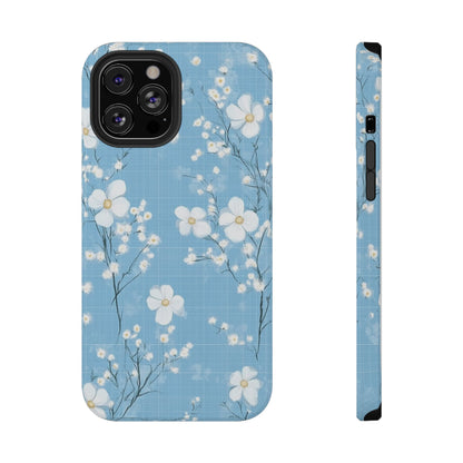 Powder Blue Floral Impact-Resistant Phone Case