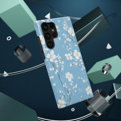 Powder Blue Floral Impact-Resistant Phone Case
