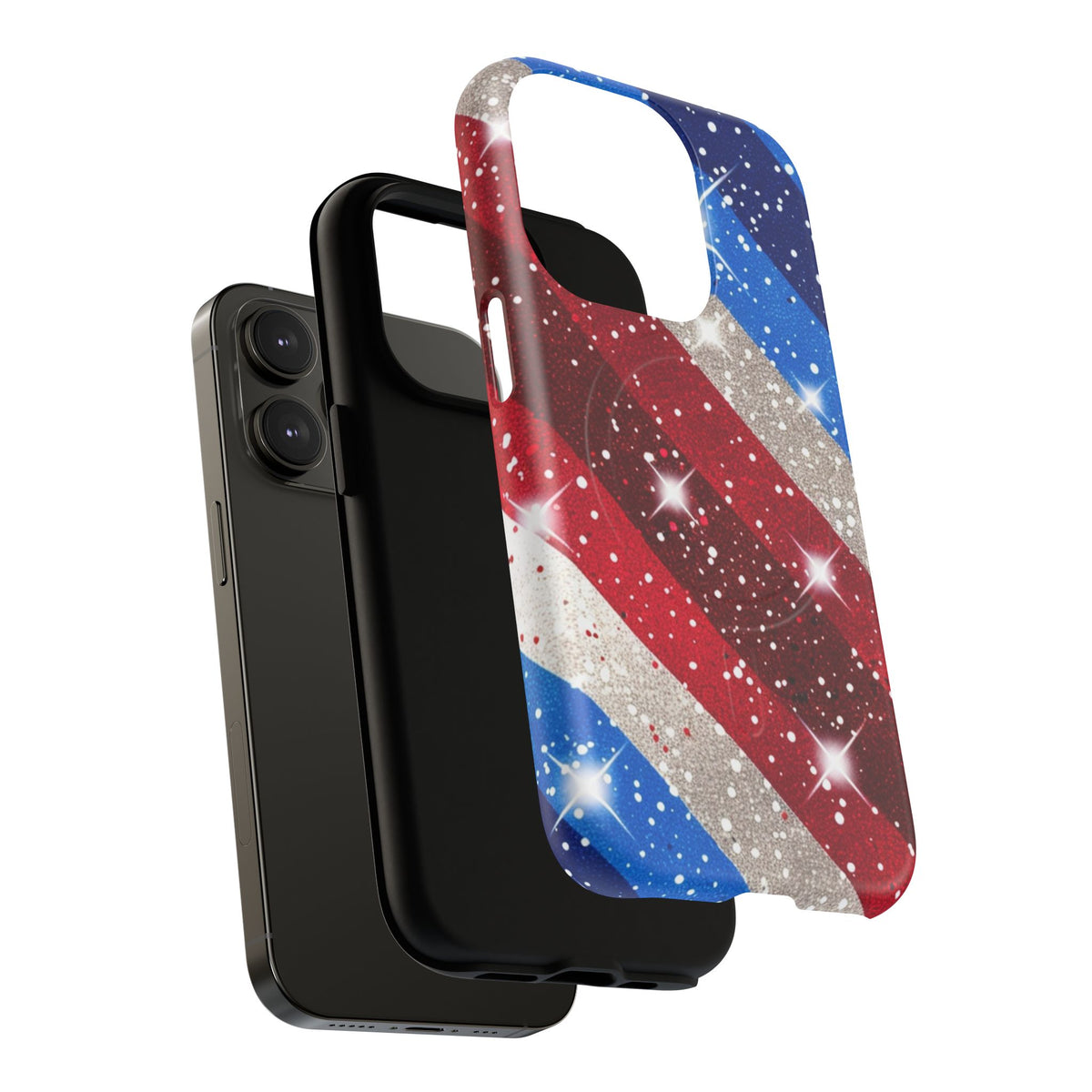 Glittery Patriotic Phone Case -Tough Magnetic iPhone Cover