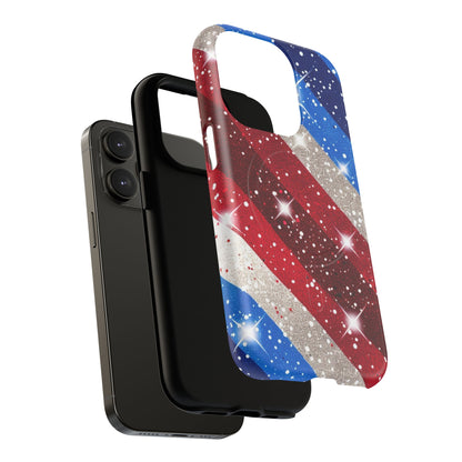 Glittery Patriotic Phone Case -Tough Magnetic iPhone Cover