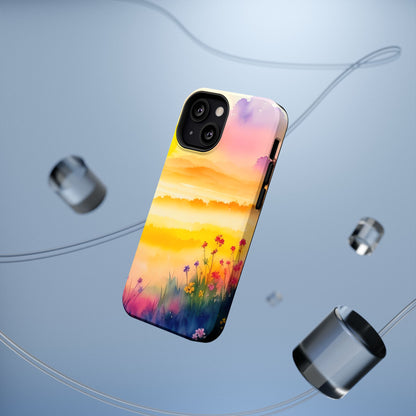 Scenic Landscape IPhone Case - Floral Sunset Design