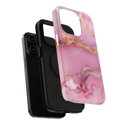 Elegant Marble Phone Case - Pink & Gold