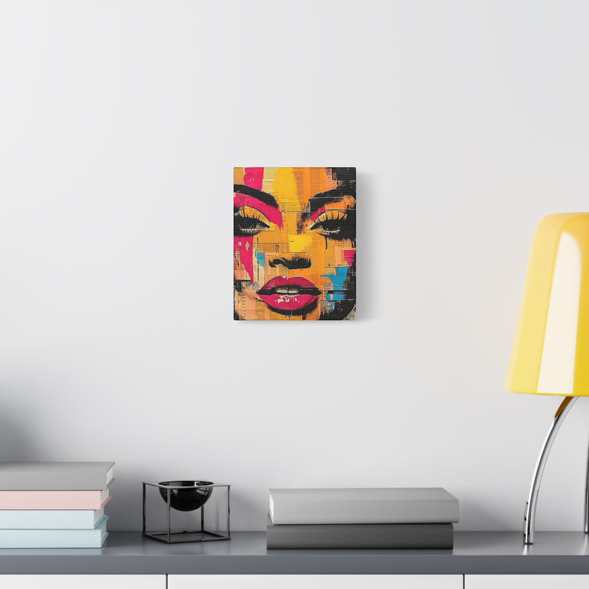 Pop Art Woman Canvas Print — Bold Colorful Portrait Matte Stretched Wall Art