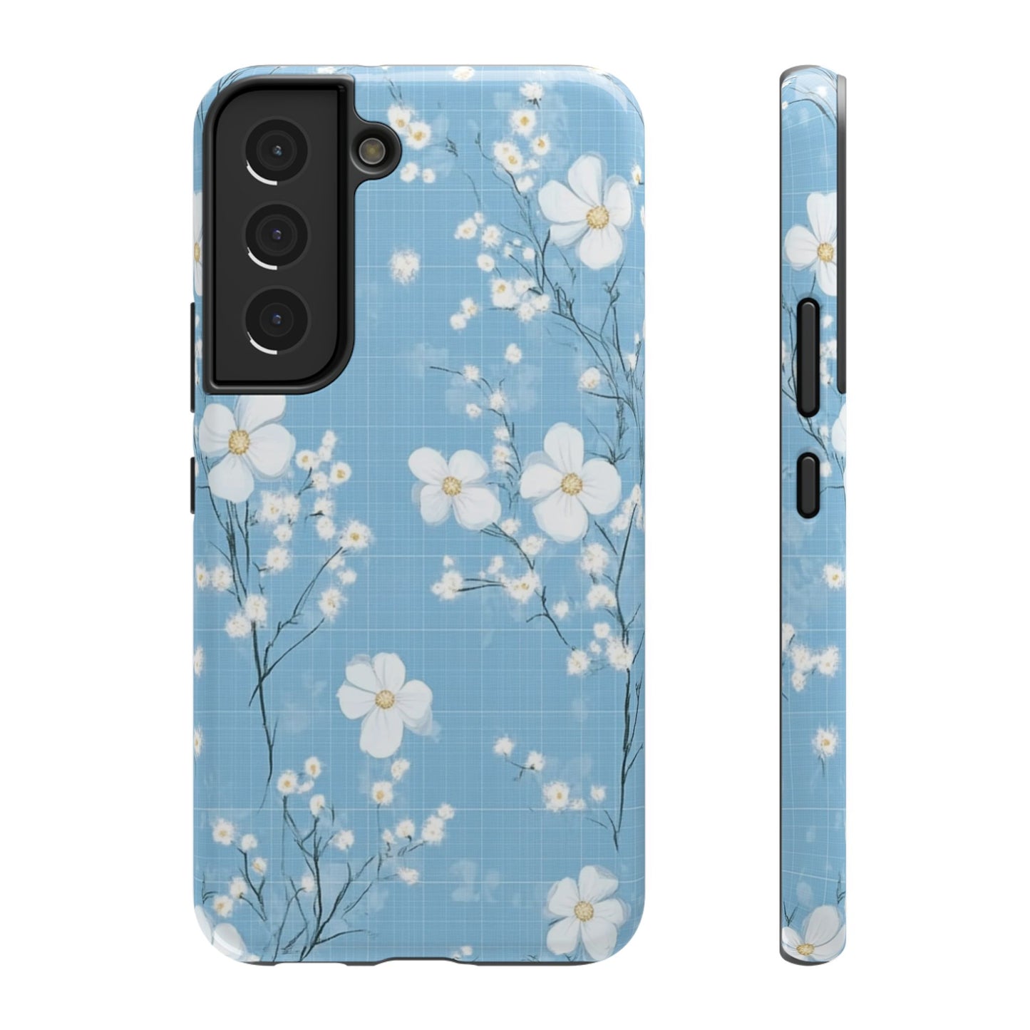 Powder Blue Floral Impact-Resistant Phone Case