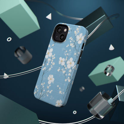 Powder Blue Floral Impact-Resistant Phone Case