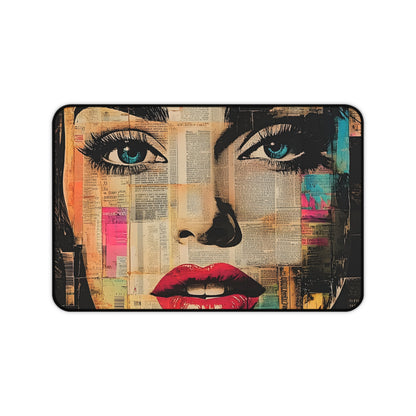 Pop Art Femme Fatale Desk Mat — Colorful Portrait Mouse Pad 6