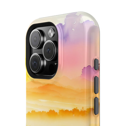 Scenic Landscape IPhone Case - Floral Sunset Design