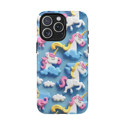 Whimsical Unicorn Blue Phone Case -Tough Magnetic iPhone Cover