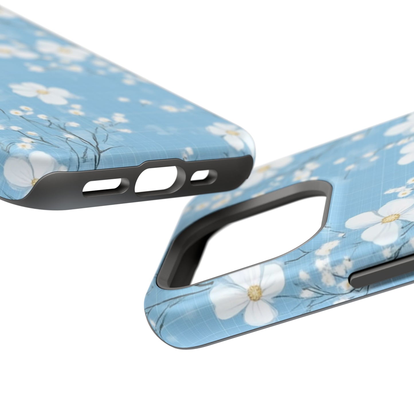 Powder Blue Floral Impact-Resistant Phone Case