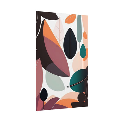 Abstract Botanical Rolled Poster — Mid-Century Leaf Art Print
