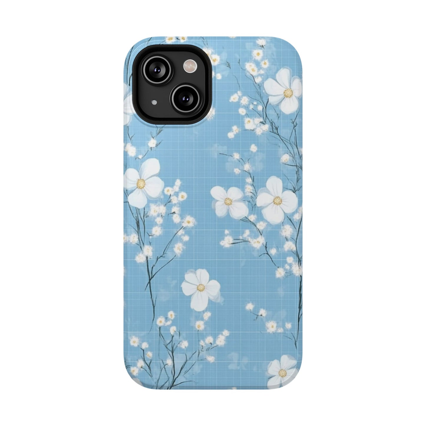 Powder Blue Floral Impact-Resistant Phone Case