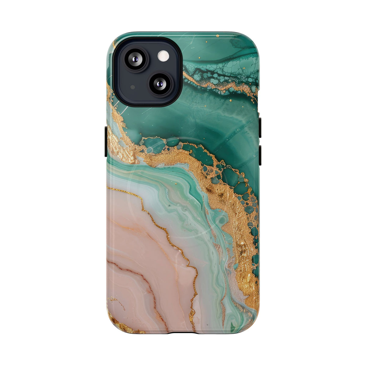 Green and Gold Marble phone case -Tough Magnetic iPhone Case