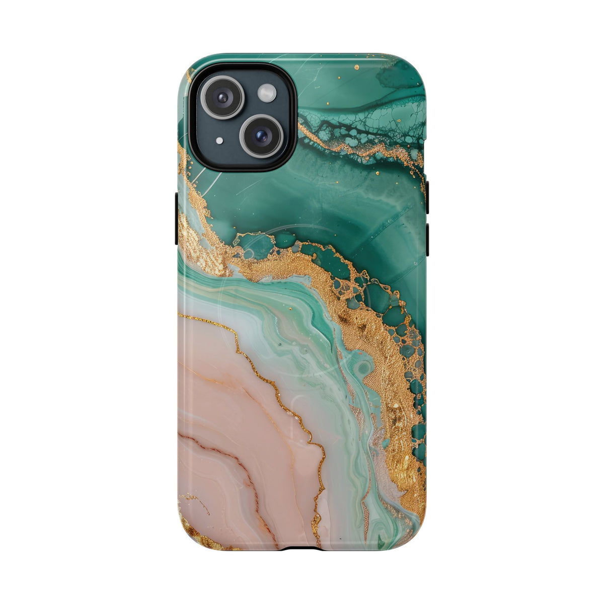 Green and Gold Marble phone case -Tough Magnetic iPhone Case