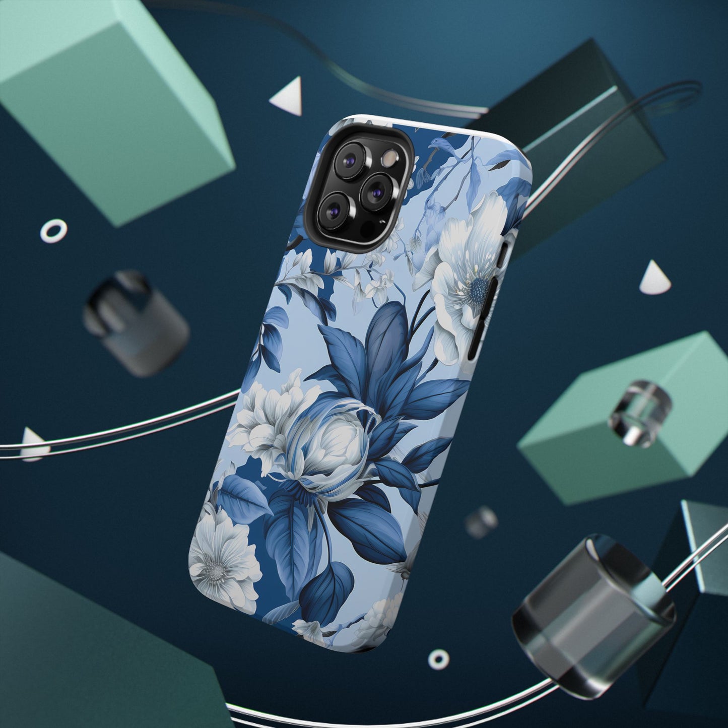 Elegant Blue Floral Phone Case