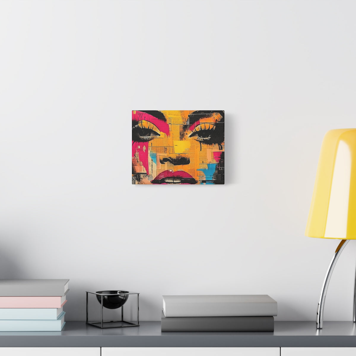 Pop Art Woman Canvas Print — Bold Colorful Portrait Matte Stretched Wall Art
