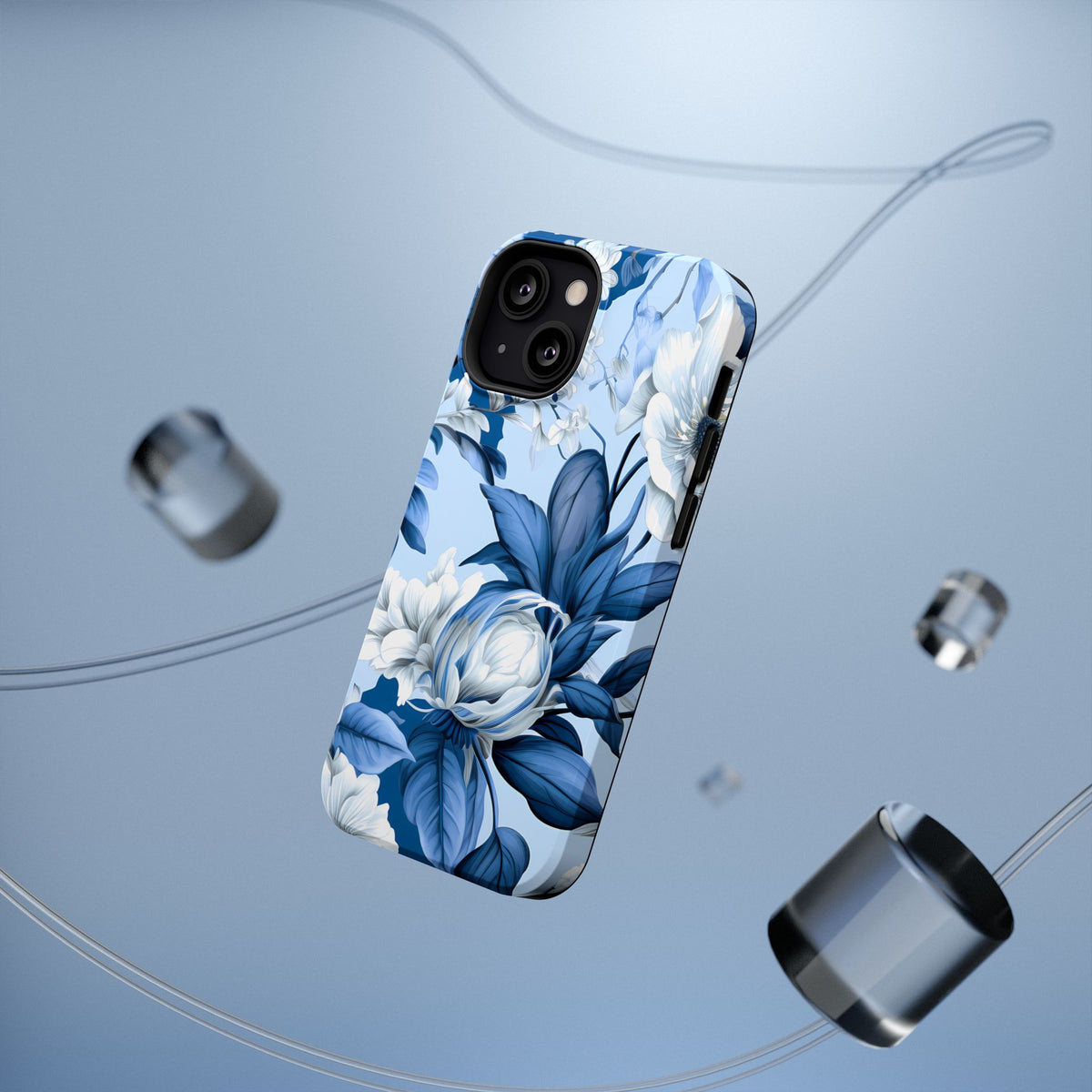 Elegant Blue Floral Phone Case
