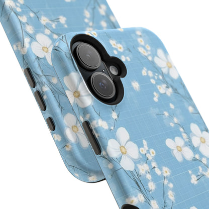 Powder Blue Floral Impact-Resistant Phone Case