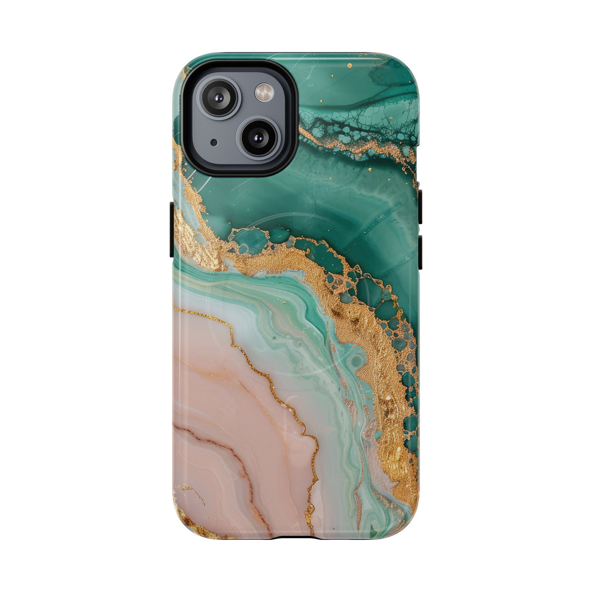 Green and Gold Marble phone case -Tough Magnetic iPhone Case