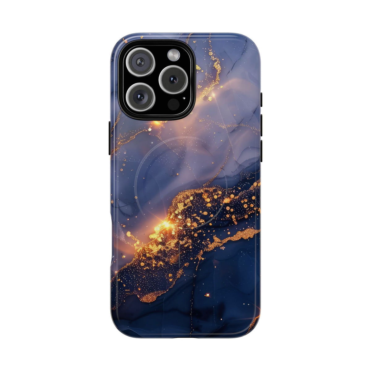 Black and Gold Marble phone case -Tough Magnetic iPhone Case