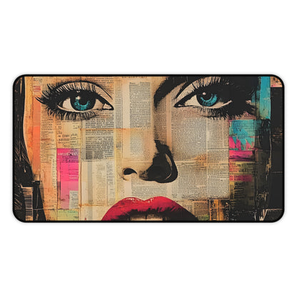 Pop Art Femme Fatale Desk Mat — Colorful Portrait Mouse Pad 6
