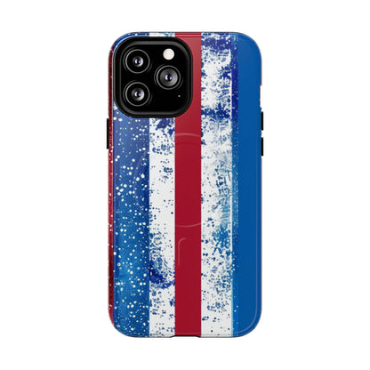 Patriotic Stripes Phone Case | Bold American Flag Design -Tough Magnetic iPhone Cover
