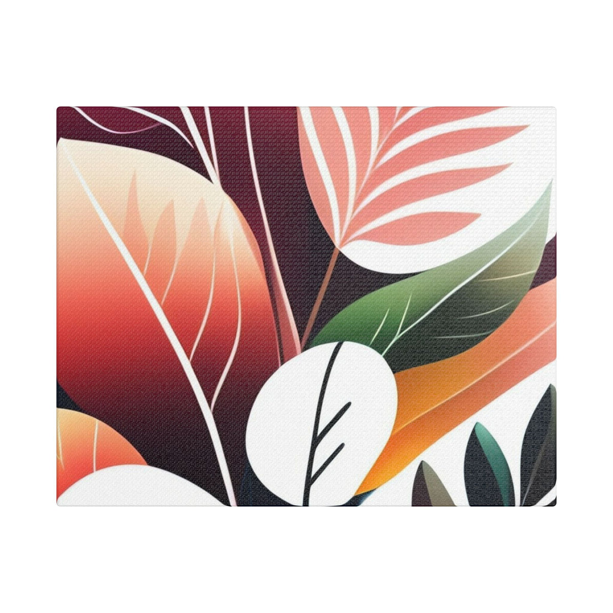 Botanical Leaves Art – Modern Abstract Floral Satin Canvas
