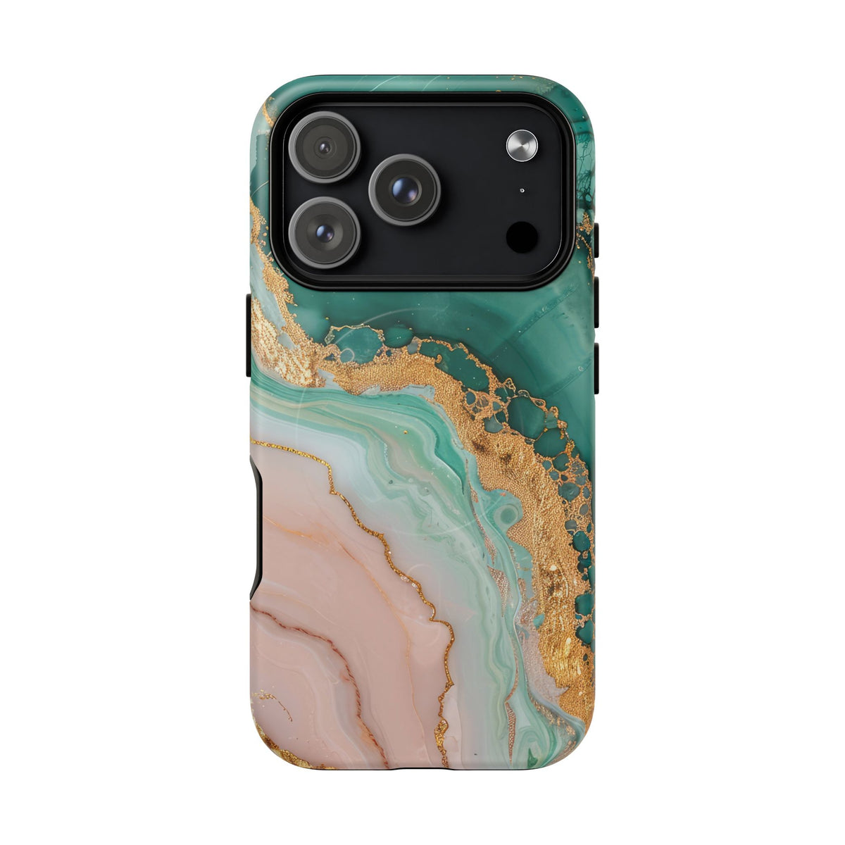 Green and Gold Marble phone case -Tough Magnetic iPhone Case