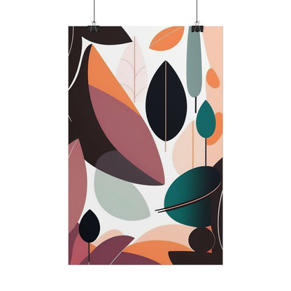 Abstract Botanical Rolled Poster — Mid-Century Leaf Art Print