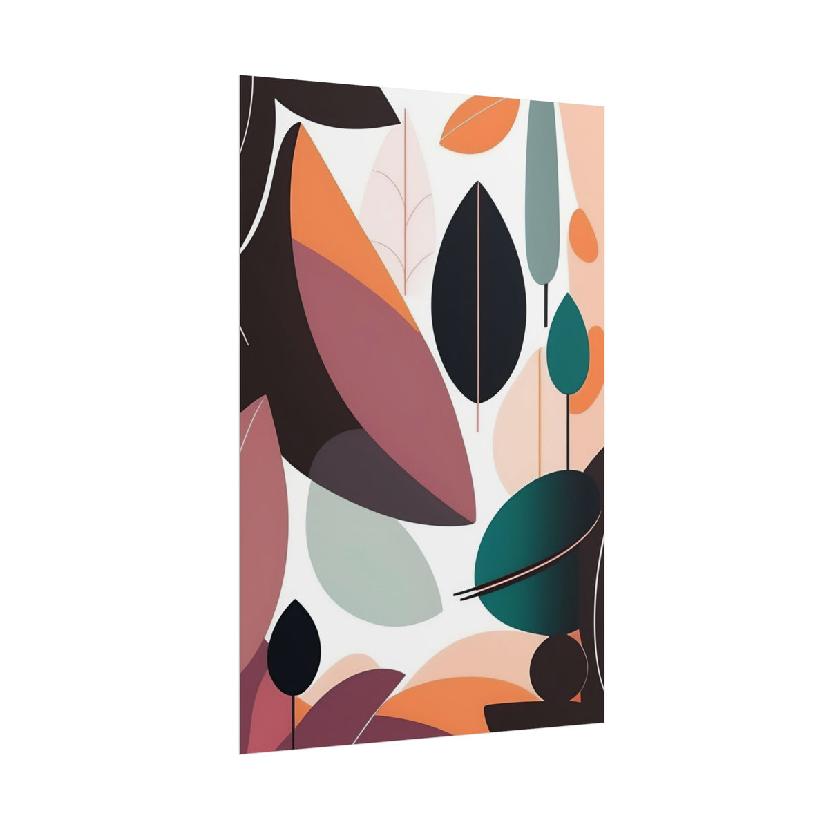 Abstract Botanical Rolled Poster — Mid-Century Leaf Art Print