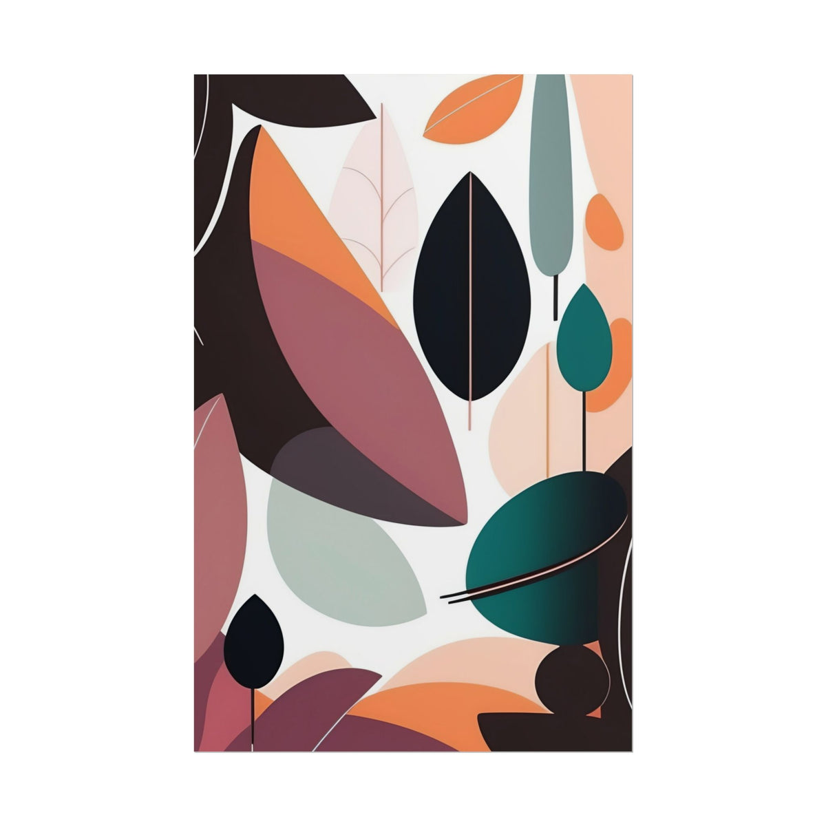 Abstract Botanical Rolled Poster — Mid-Century Leaf Art Print