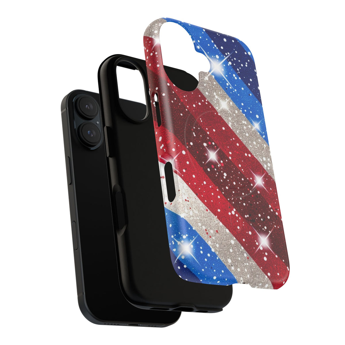 Glittery Patriotic Phone Case -Tough Magnetic iPhone Cover