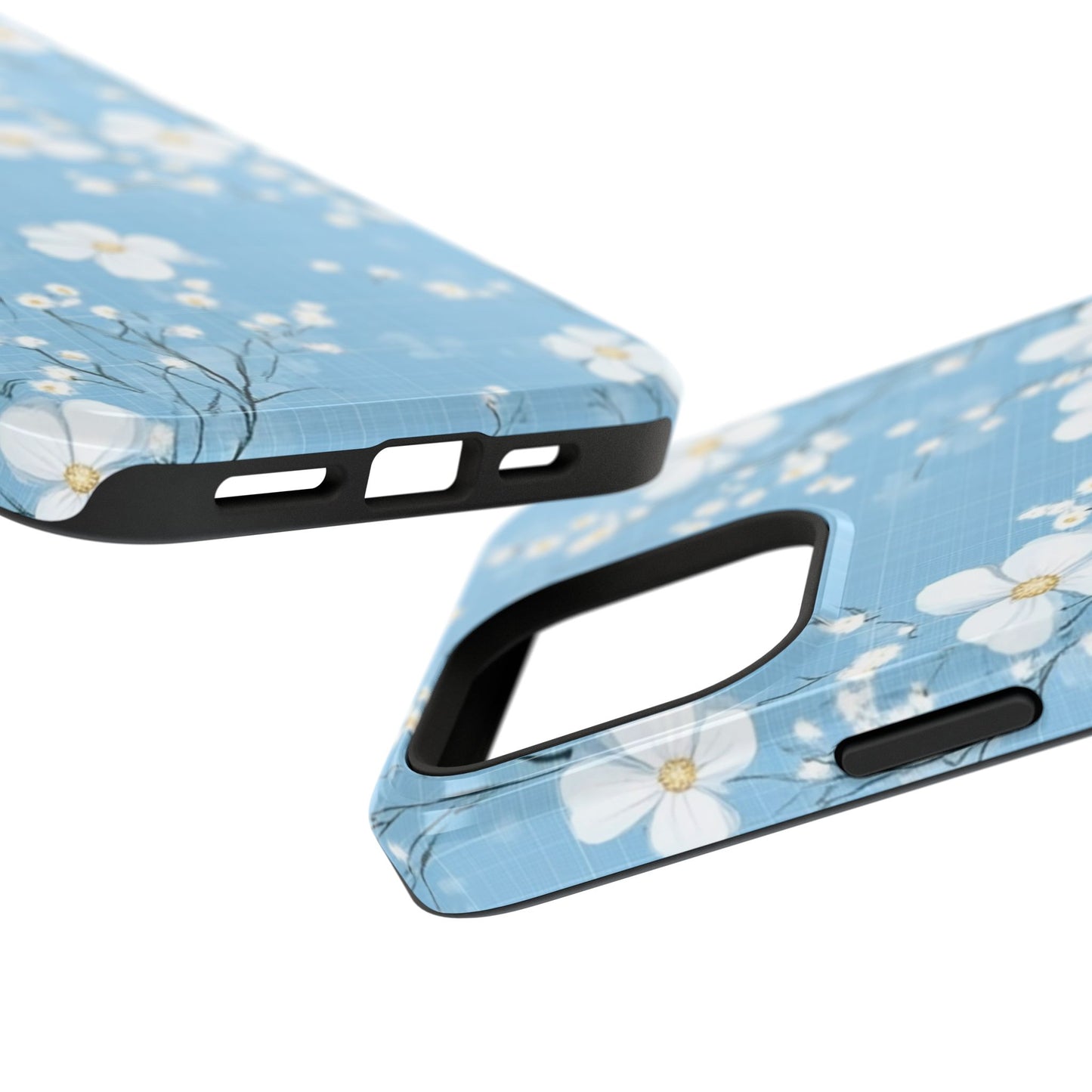Powder Blue Floral Impact-Resistant Phone Case