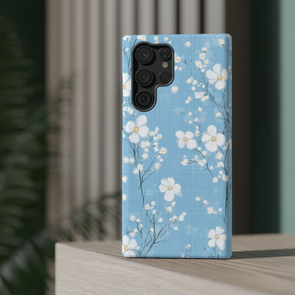 Powder Blue Floral Impact-Resistant Phone Case