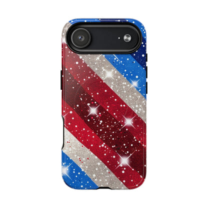 Glittery Patriotic Phone Case -Tough Magnetic iPhone Cover